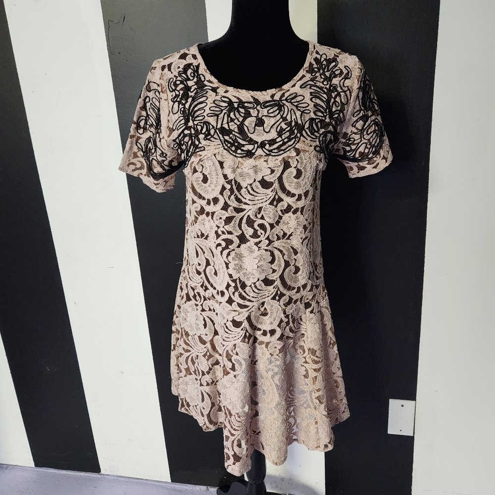 Lace on lace baby pink babydoll dress